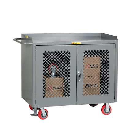 Little Giant Mobile Bench Cabinets, Clearview Doors, 36"W, Powder Coated Steel Top MBP2D-2436-FL